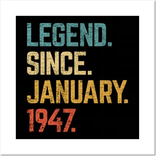 76th Birthday Gift 76 Year Old Legend Since January 1947 Posters and Art